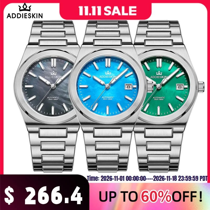 AddiesKin K008 Top Luxury Watches For Man 100M Waterproof BGW9 Luminous Sapphire Glass Calendar Mechanical Watch Reloj Hombre
