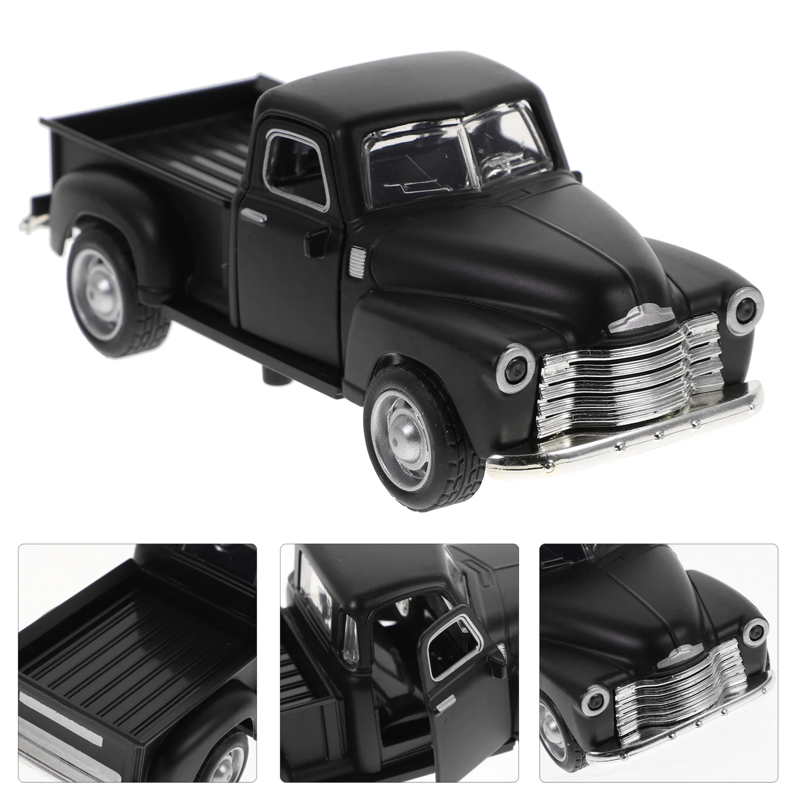 Vintage Alloy Car Model Retro Decor Photo Prop Suite Pickup Truck Black Child