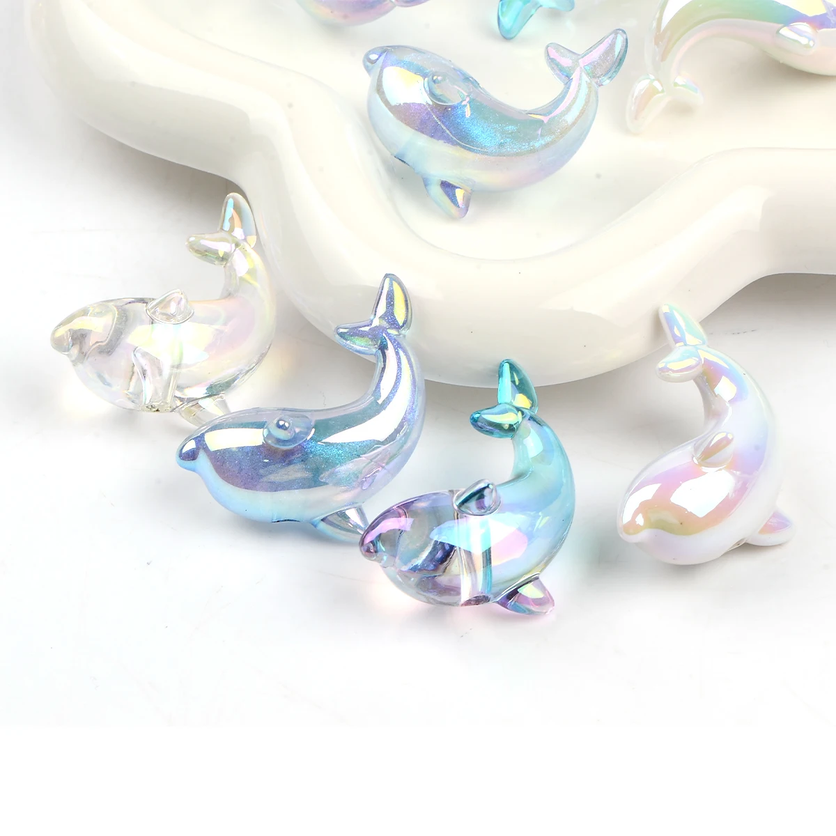 4 قطعة متنوعة التدرج دولفين الاكريليك الخرز ل القلم المفاتيح اليدوية DIY بها بنفسك حبة تشكيلة الخرز لصنع المجوهرات مطرز القلم