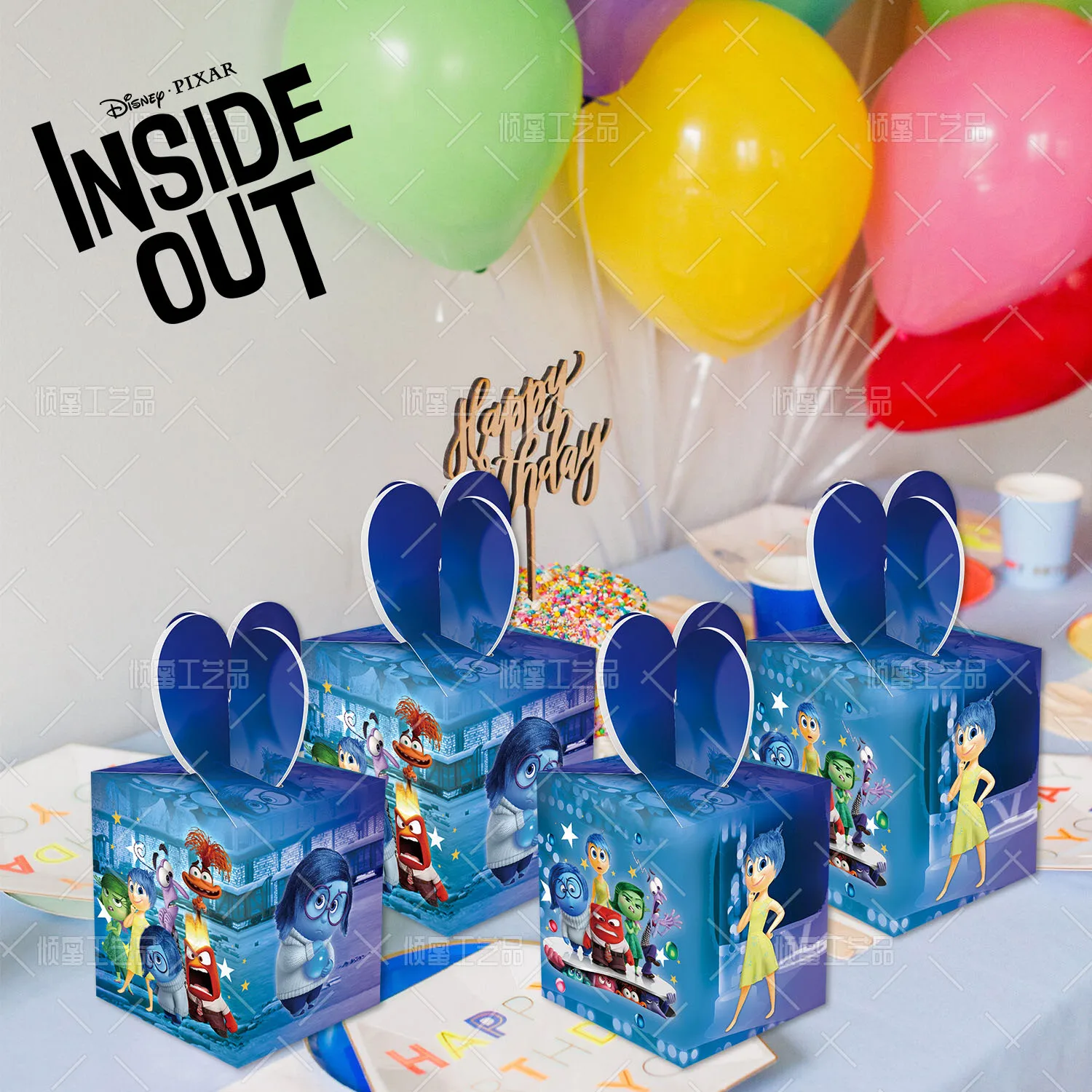 

12pcs Disney Movie Inside Out 2 Theme Party Decoration Apple Box Gift Box Candy Box Party Tableware Accessories Spot Wholesale