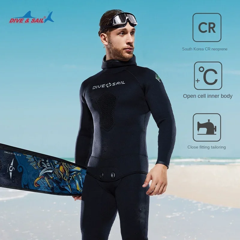 

Diving Suit 357MM Free Diving Outdoor Hunting and Fishing Suit CR Split Body Warm Deep Snorkeling Wet Suit Set