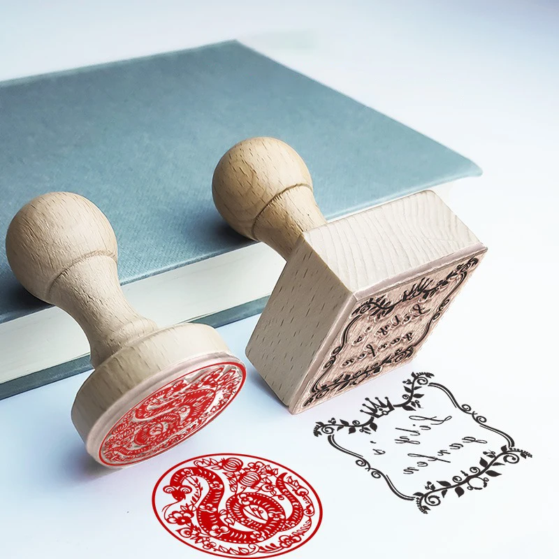 Personalisierter Holz-Stempel mit Logo, individuell gestaltbarer DIY-Holzgriffstempel, Stempel mit individuellem Muster für Hochzeitsverpackungen und Scrapbooking – Detail 5