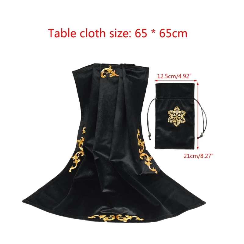 Velvet Divinations Tablecloth with Tarot Pouch Bag Nordic Metaphysical Altar Cloth Cards Board Game Table Cover Card Mat