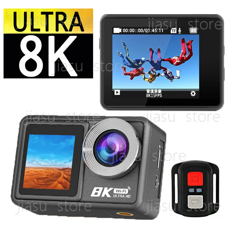 Professional 8K 6K 4K Action Camera 30M Waterproof Wireless Remote EIS Dual Touch Screen Sports Vlog DV