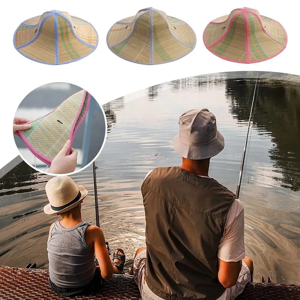 1 Pc Folding Rural Straw Cap Breathable Big Brimmed Foldable Sun Portable Sun Hat Hat Protection Versatile Shading Fishing N0K3