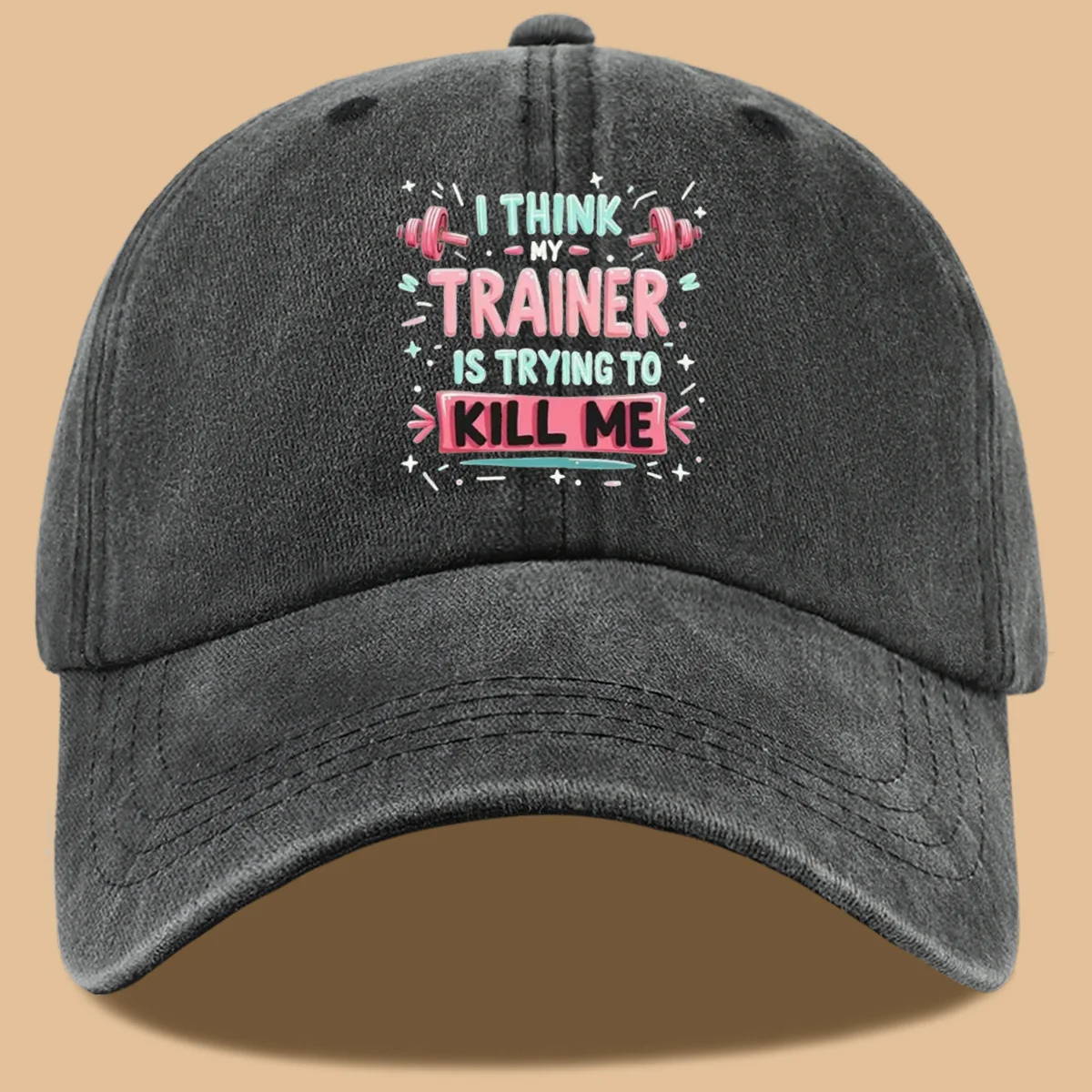 1Pc Fun Fitness Text Design Baseball Cap with the Phrase 
