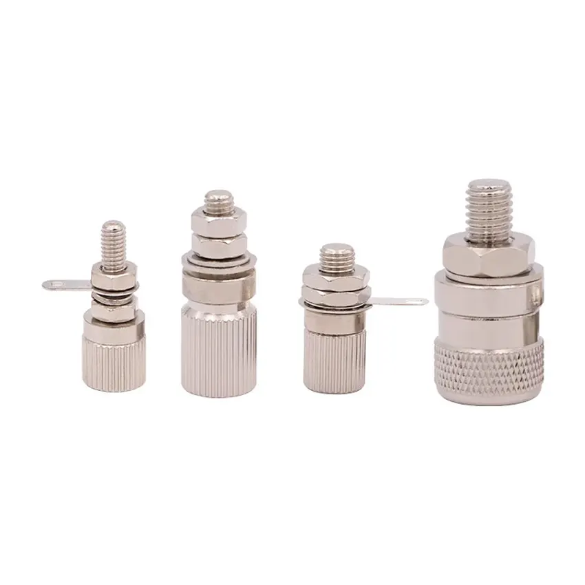 1Pcs 4mm Banana Female Socket Wiring Terminal Connector Copper Nickel Plated M4 Speaker Amplifier High Current Grounding Column