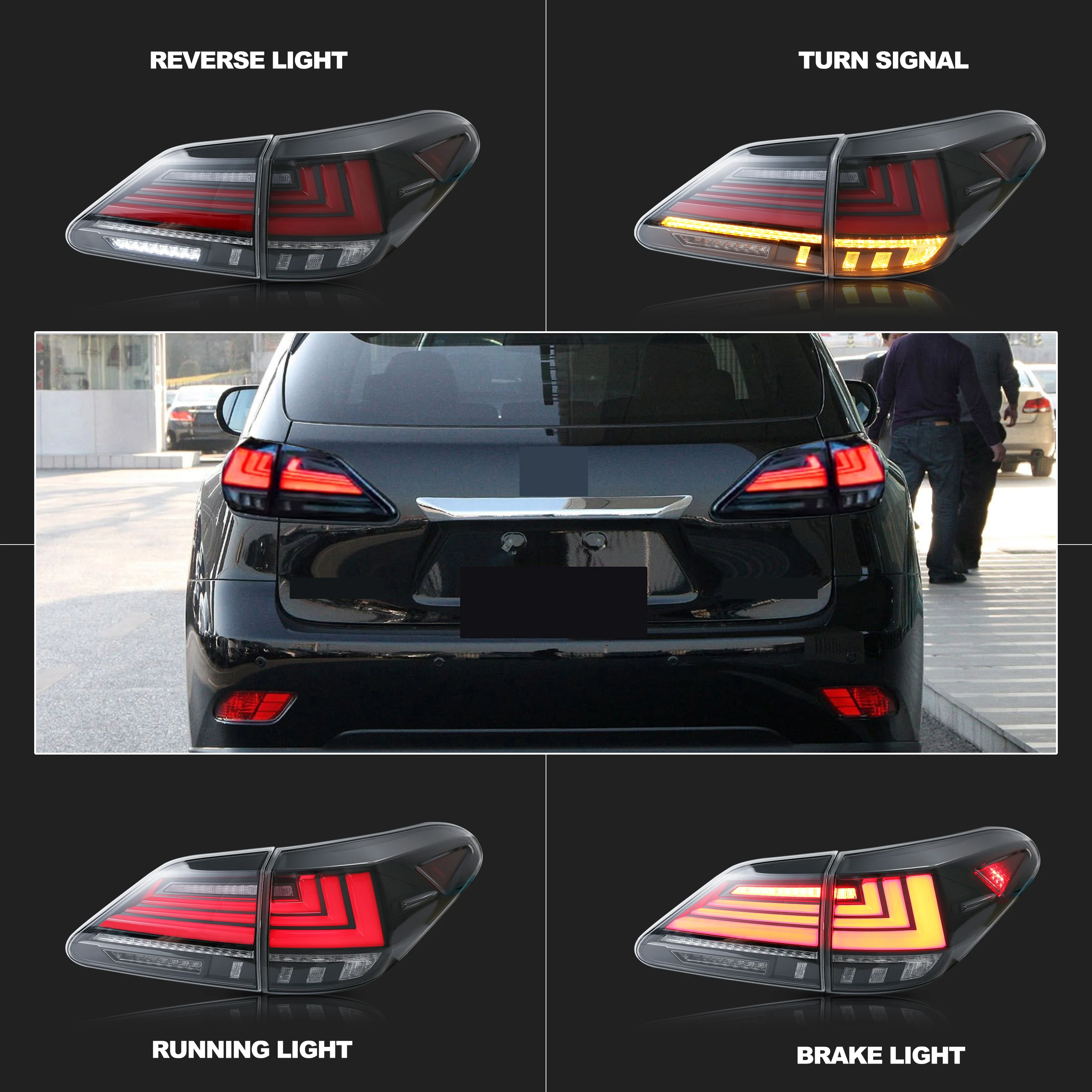 Светодиодные задние фонари для Lexus RX350 RX450h 2010-2015, динамическая анимация, последовательный поворотник, прозрачные задние фонари в сборе