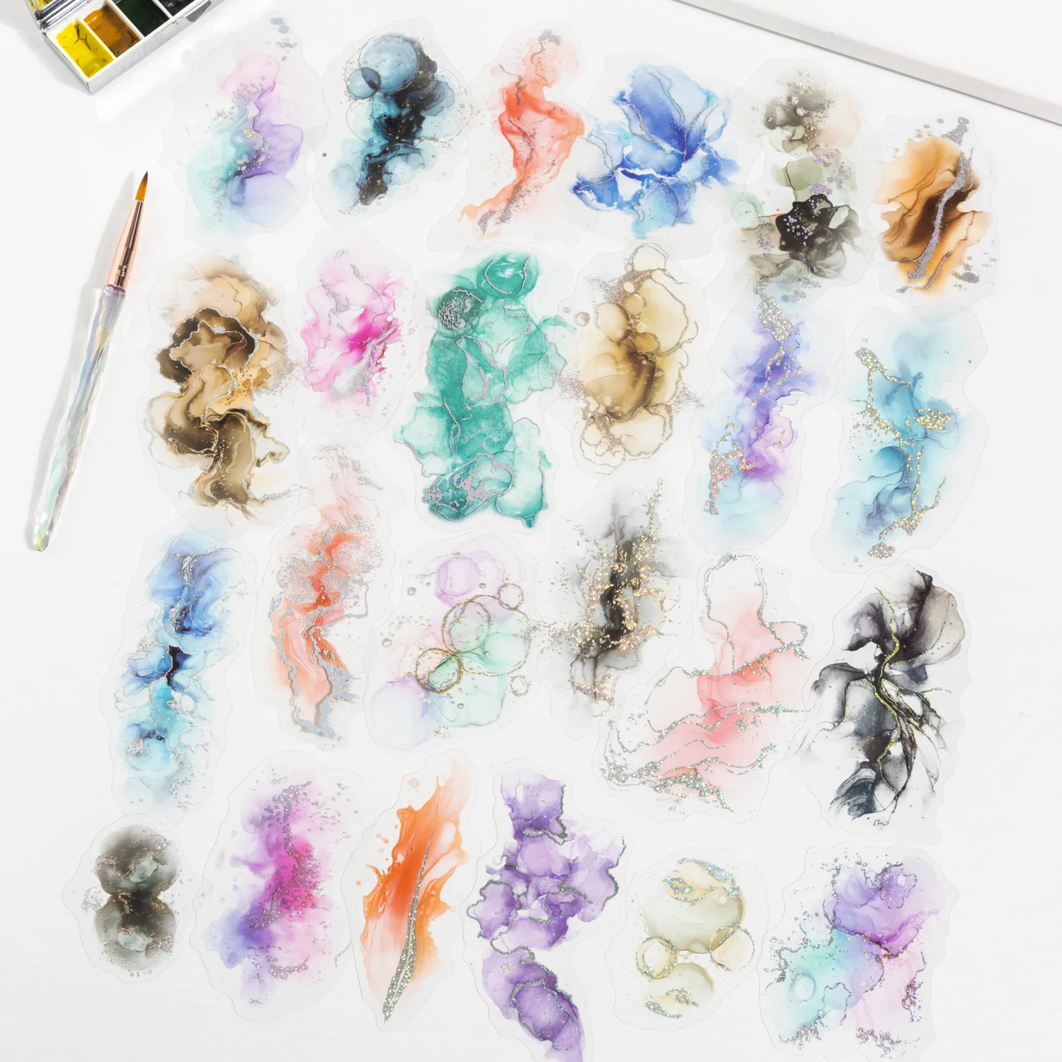Gilded and Resplendent Series Vintage Watercolor Smudge Landscape Sticker Creative DIY Journal Material Collage Stationery