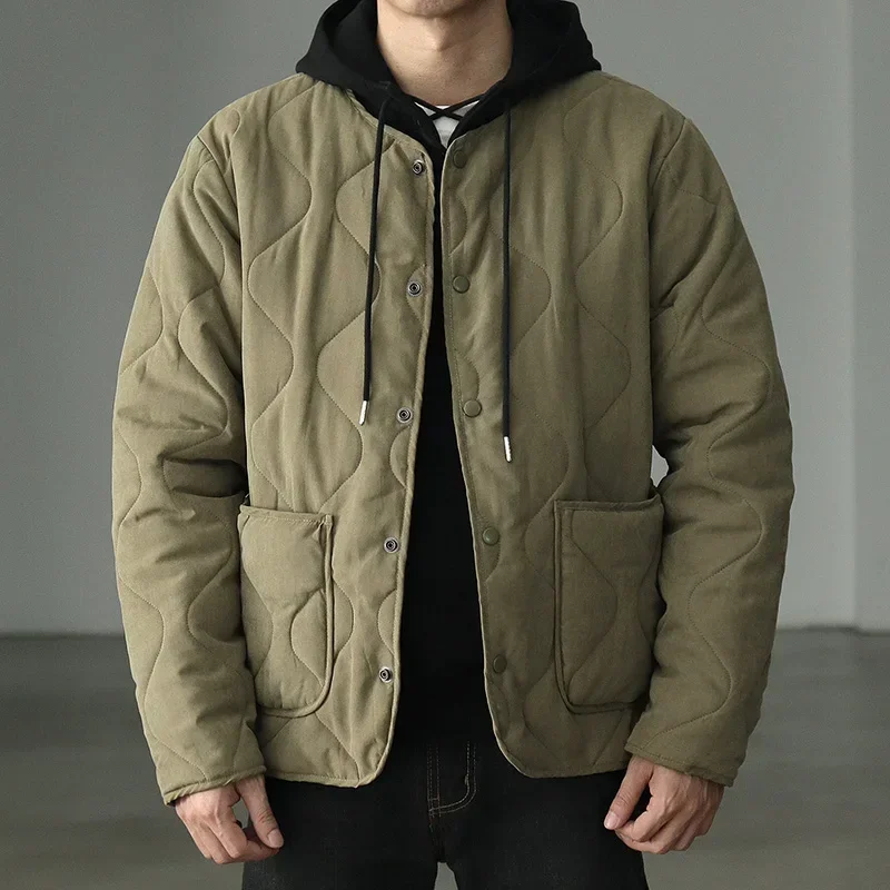 

M65 Lined Cotton Jacket Men's Ami Khaki American Retro Workwear Cotton Jacket Quilted Collarless Cotton Jacket