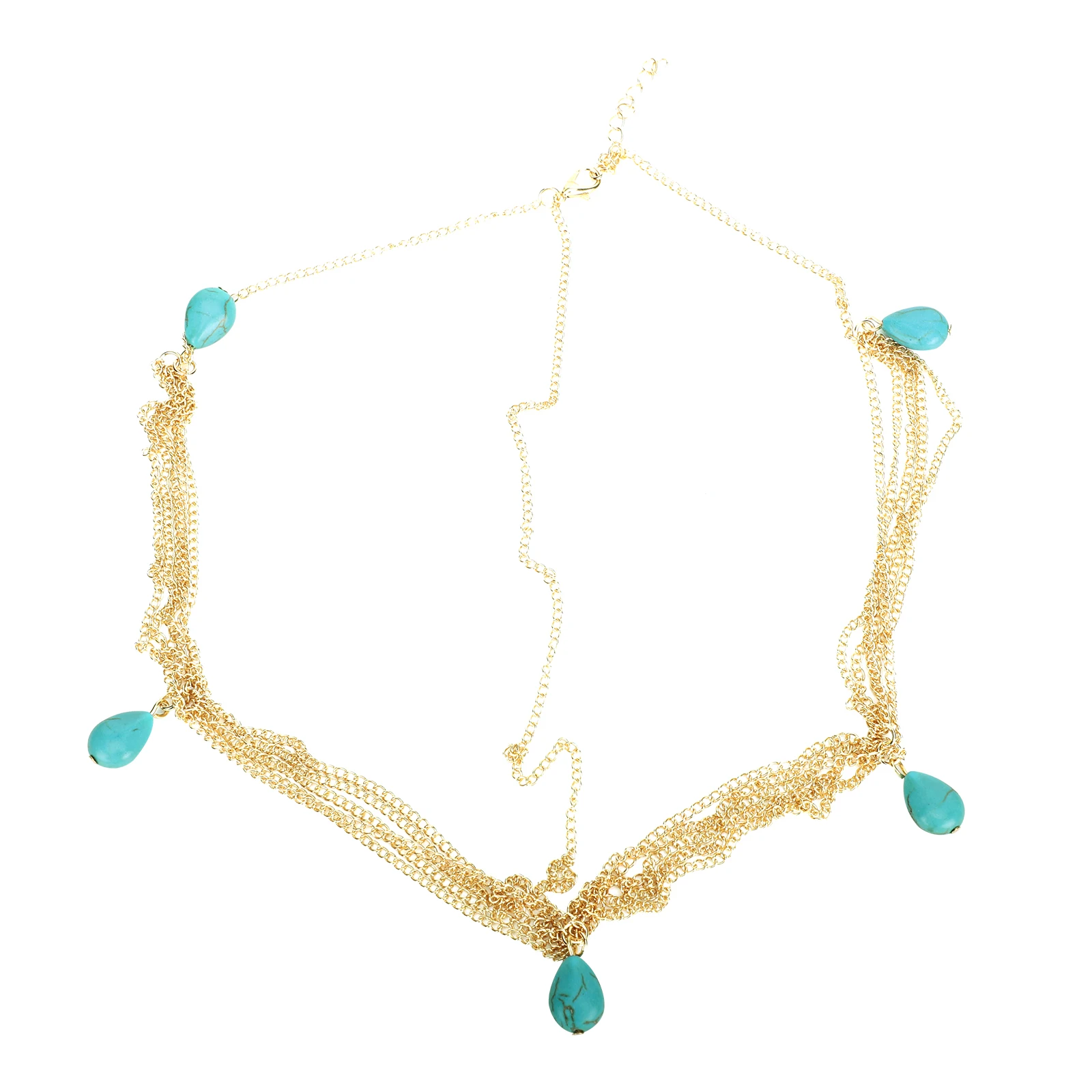 

1pc Multi-Layer Vintage Alloy Headbands For Women Girls Baroque Style Headdress Chain With Tassels Turquoise Fordhead Wear Hair