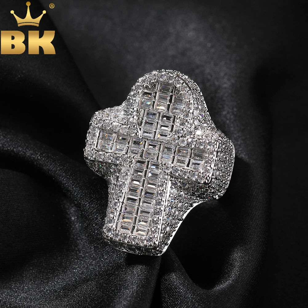 

THE BLING KING CZ Ankh Ring Iced Out Baguetetecz Punk Finger Ring Fashion Trend Hiphop Jewelry Gift For Men
