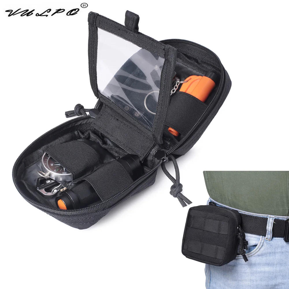 Kit supervivencia táctica MOLLE mini: cuchillo, brújula, linterna