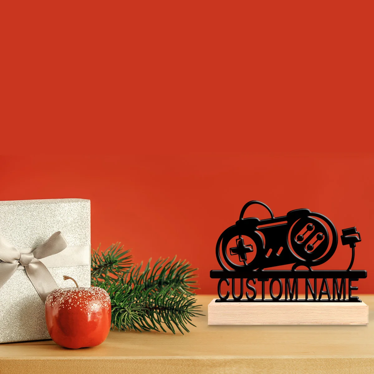 1pc Personalized Metal Artwork Customizable Content Equipped with A Wooden Base Housewarming Gift,Metal Ornament Decoration