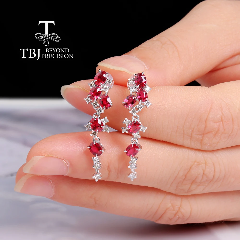 18K white gold with precious Burmese natural ruby earrings luxury design premium women jewelry engagement party anniversary