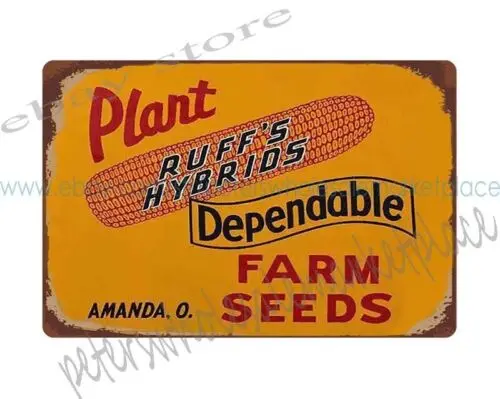 Plant Ruffs Hybrids Dependable Farm CORN Seeds farm metal tin sign wall prints