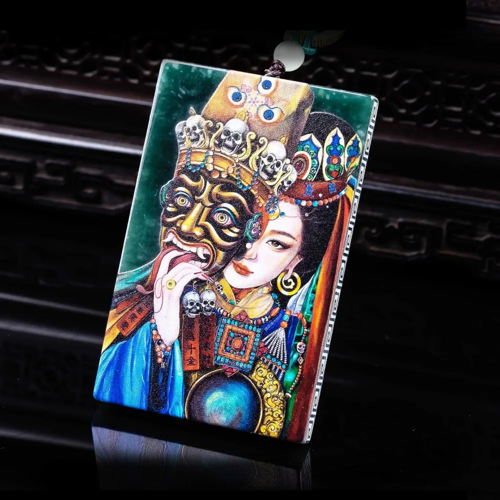 

Natural A-grade Jadeite Zhakilam Precision Ultra Clear Spray Painting High Ice Jade safety necklace Sweater chain with versatile