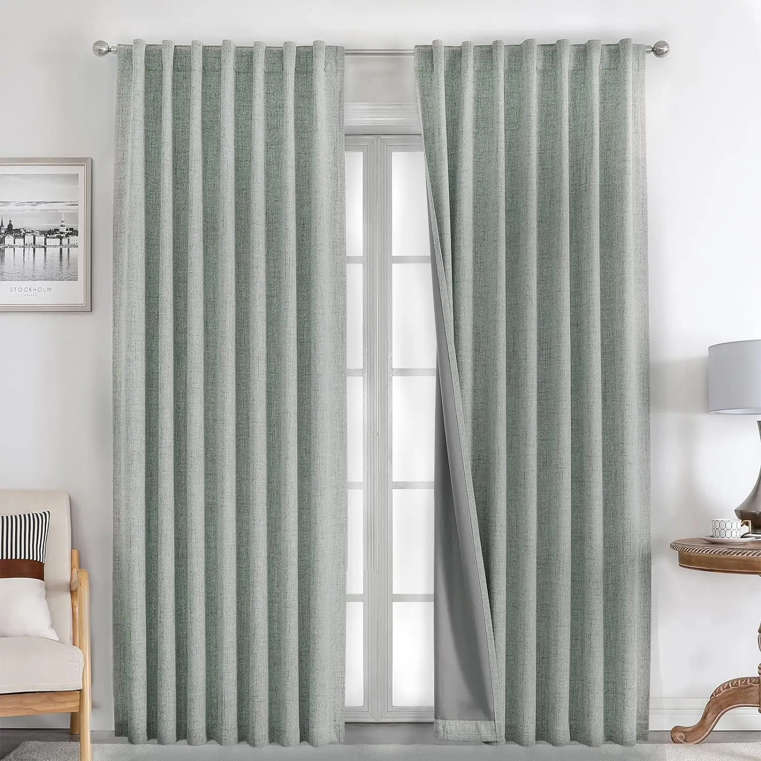 

Custom 100% full blackout coated linen curtains colorful linen cotton linen curtains finished products in various colors