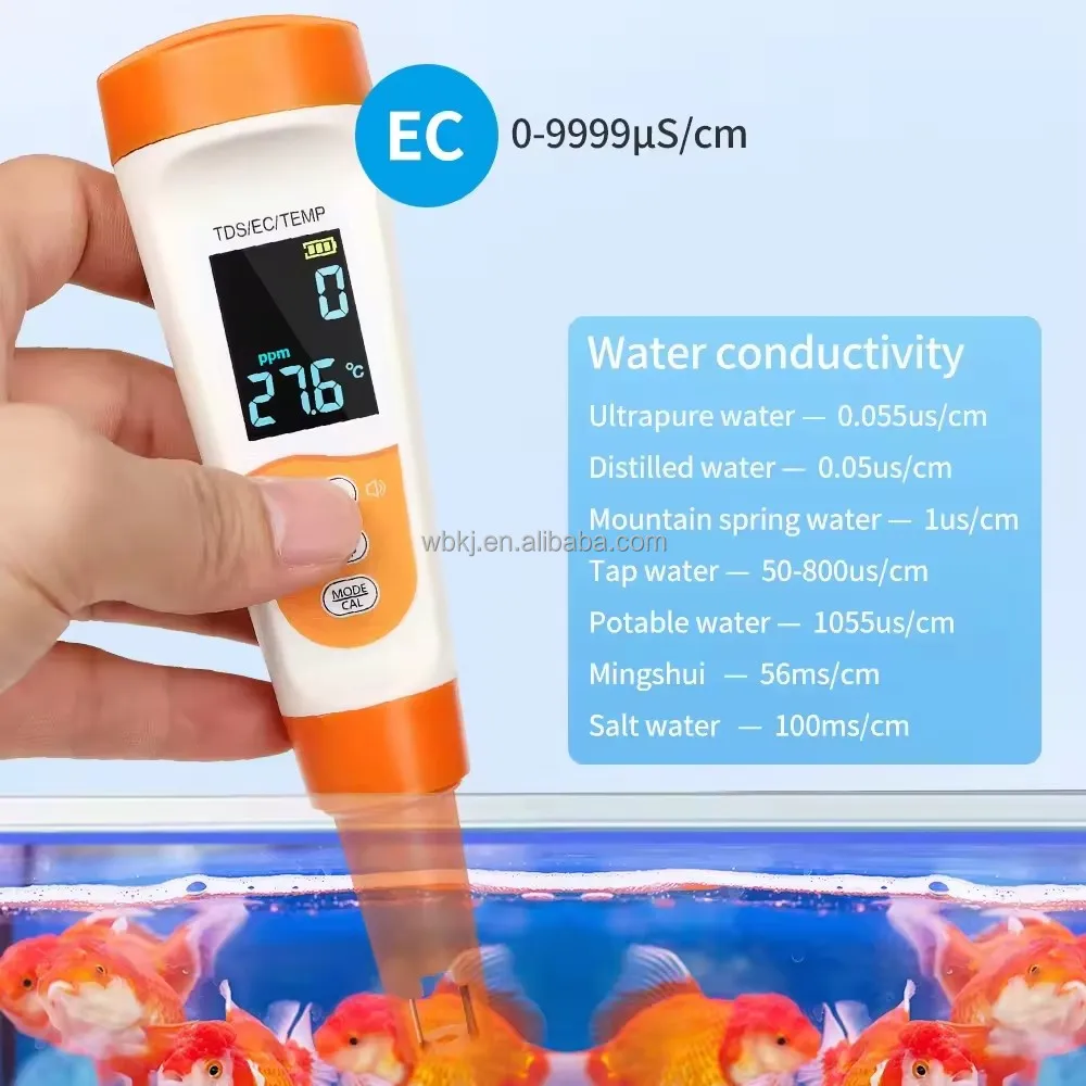 3 in 1 Rechargeable TDS EC TEMP Meter with Voice Function TDS Meter for Drinking Water Swimming Pools Digital Water Tester