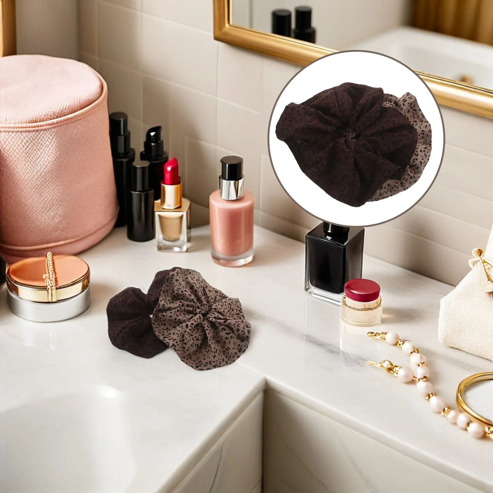 

2Pcs Animal Print Hair Scrunchies Leopard Design Large Thick Elastic Hair Ties for Women Stretchy Ponytail Holders Casual Formal