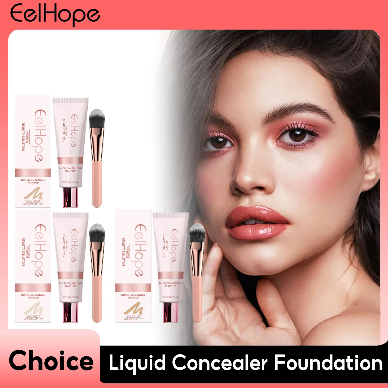 

Concealer Face Foundation Liquid Long-Lasting Waterproof Moisturize Oil Control Full Coverage Face Makeup Professional Cosmetics