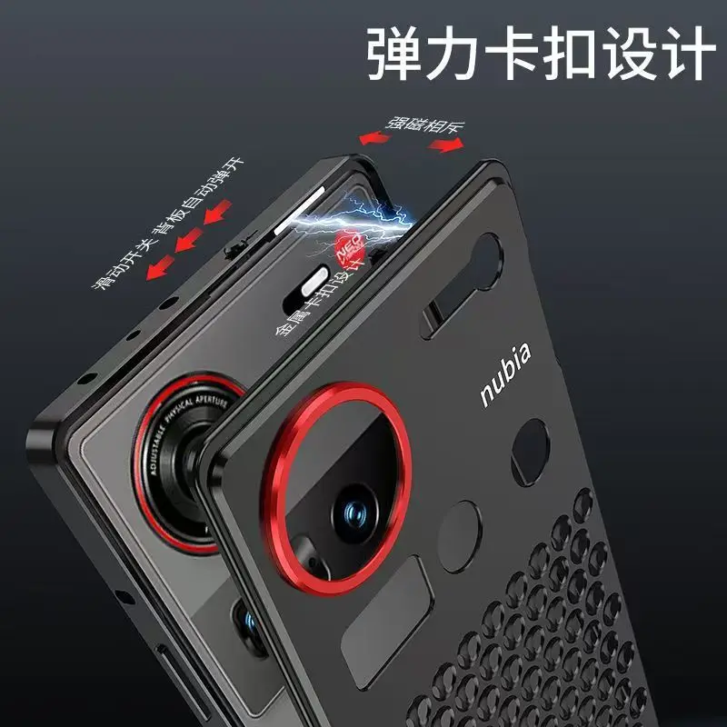 Hybrid Elastic Snap Aluminum Alloy Metal Heat Dissipation Case For ZTE nubia Z70 Ultra Leading Shockproof Full Protection Cover