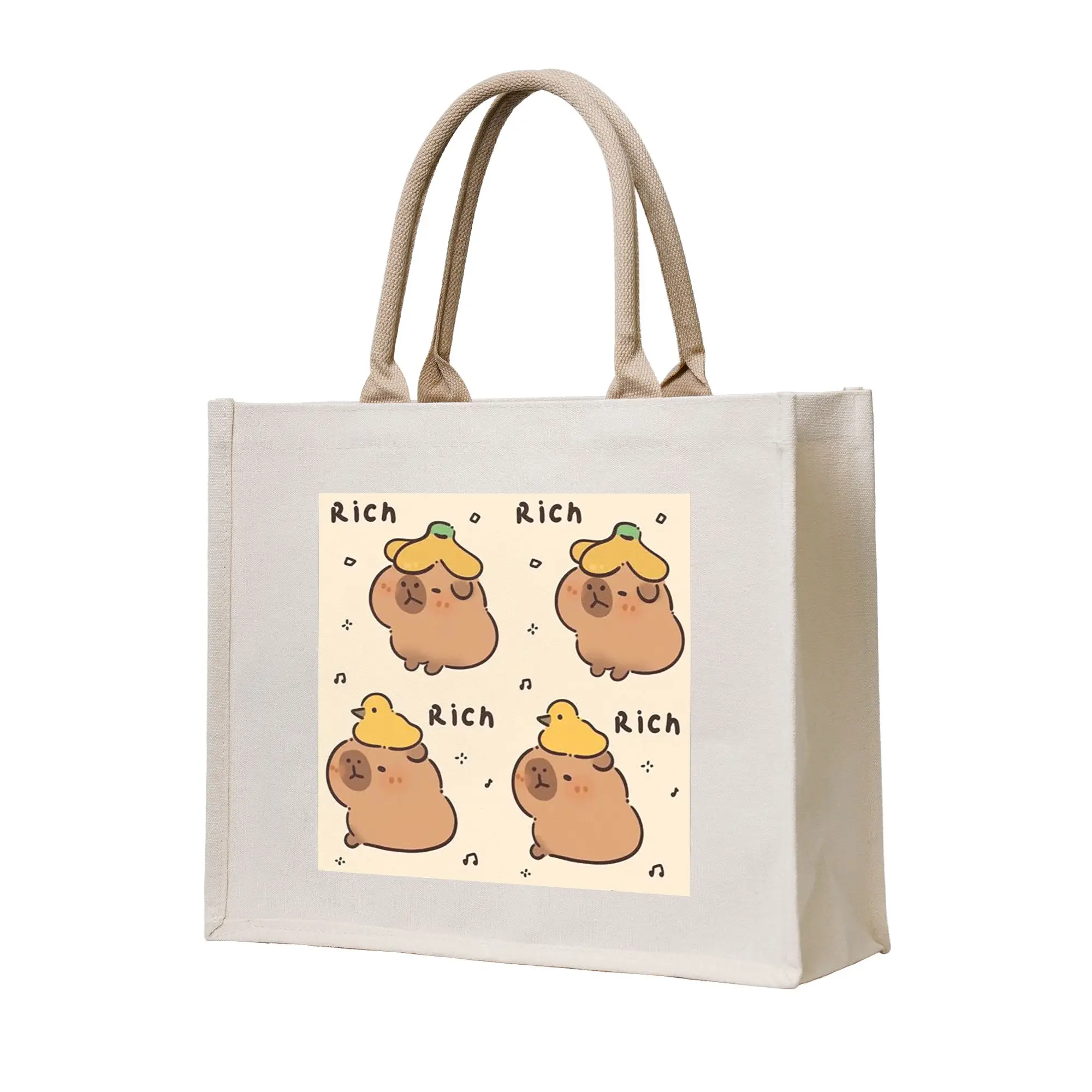 

Симпатичные сумки для покупок с изображением капибары, холщовая сумка-тоут, складная сумка для женщин, дорожная сумка через плечо