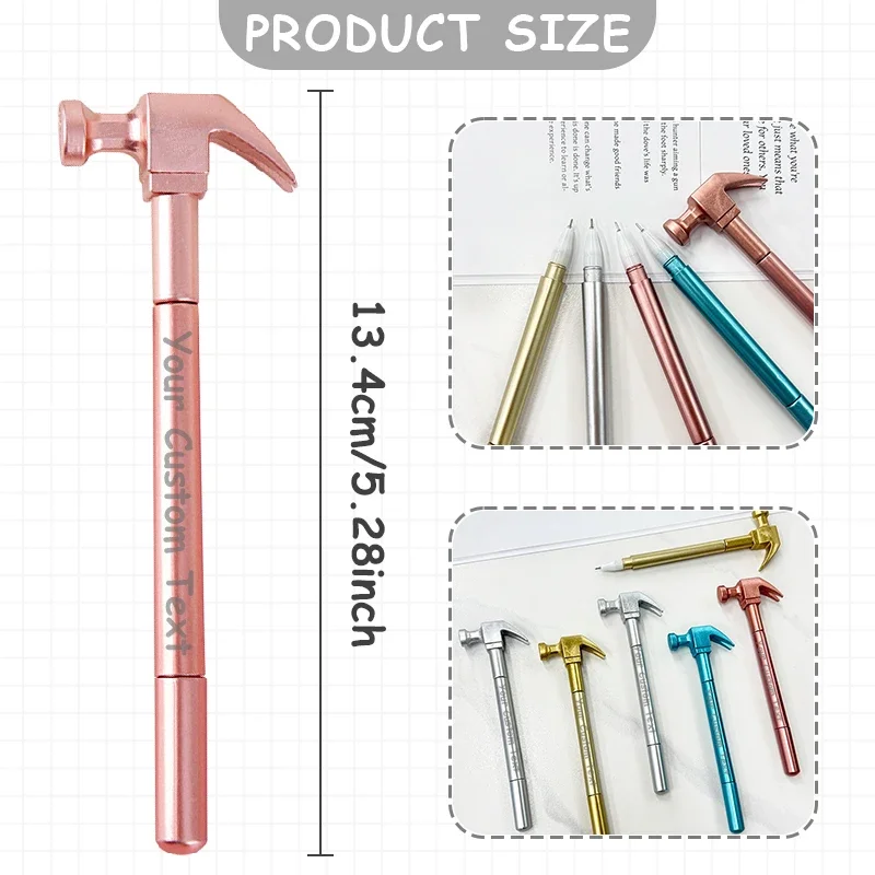 38PCS Customized Hammer Shape Gel Pens for Meetings Smooth Writing Promotional Pens Corporate Business Gifts School Supplies