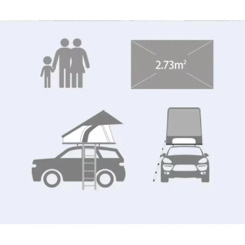 Premium Automatic Folding Triangle Aluminum Roof Top Tent Outdoor Self-Driving Road Trip Shelter