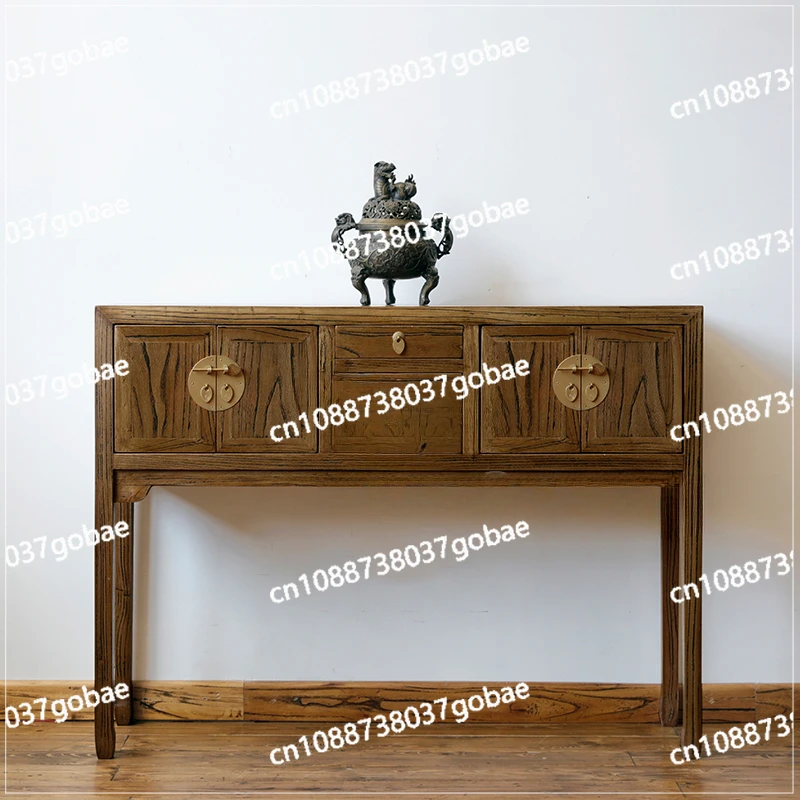 CX Old Elm High Bar Table New Chinese Style Entrance Cabinet Solid Wood Altar Pieces Table Modern Minimalist