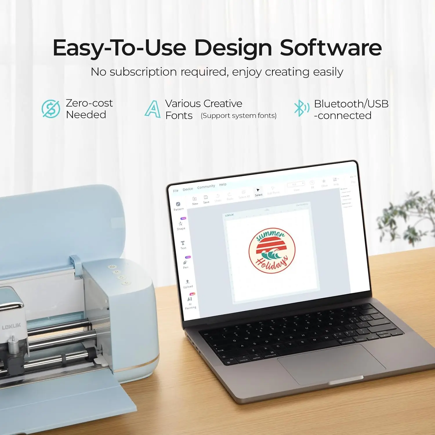 Cutting Machine 2 by HTVRONT - 5 in 1 Vinyl Cutter Machine with 5X Cutting Force, Cuts 100+ Materials, AI Painting, 13'' Smart