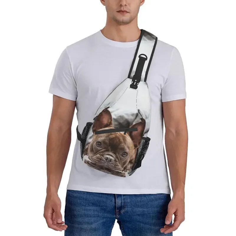 Custom French Bulldog Sling Bag for Men Cool Frenchie Dog Lover Shoulder Chest Crossbody Backpack Traveling Daypack