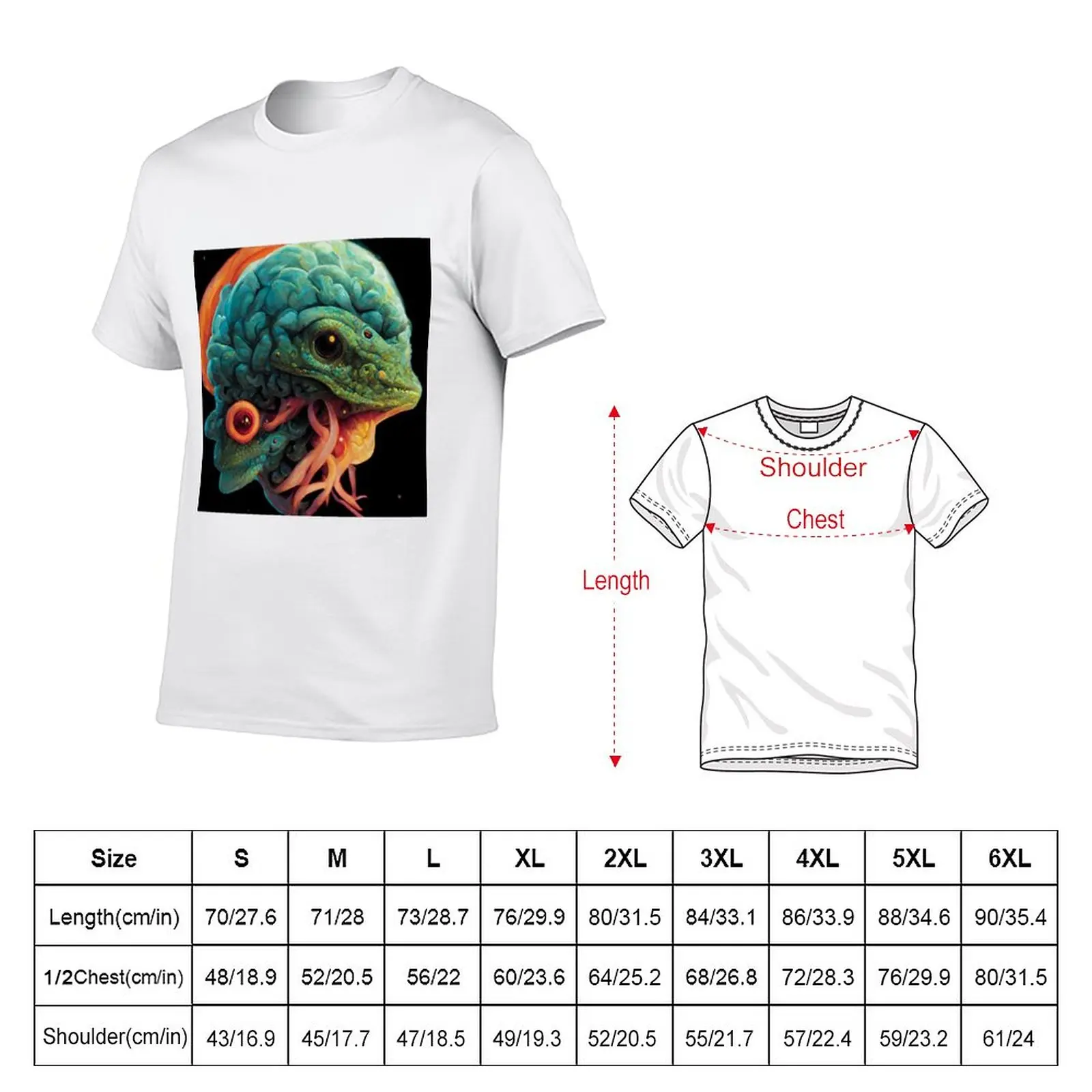 New lizard brain T-Shirt oversized t shirts Short sleeve t shirt man men t shirts