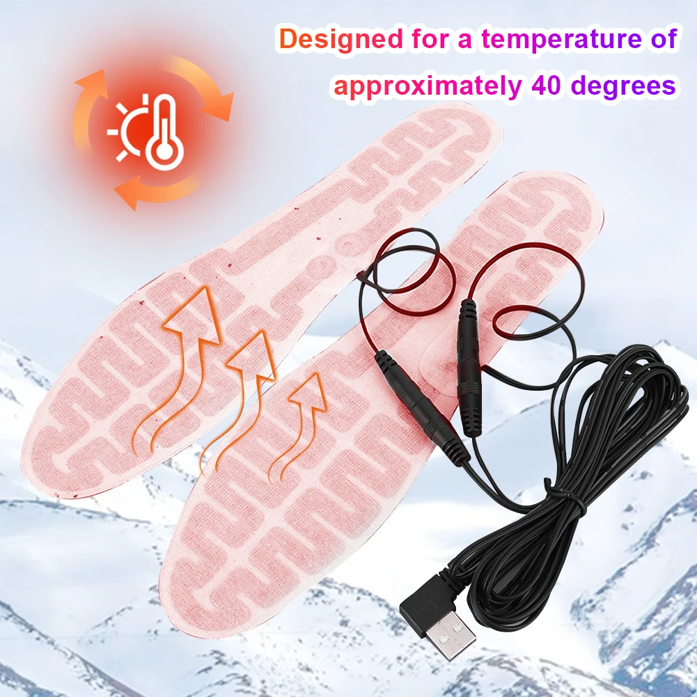 USB Heated Shoe Insoles Electric Foot Warming Pad Winter Warm Insoles Winter Outdoor Sports Heating Insole For Women Men Skiing