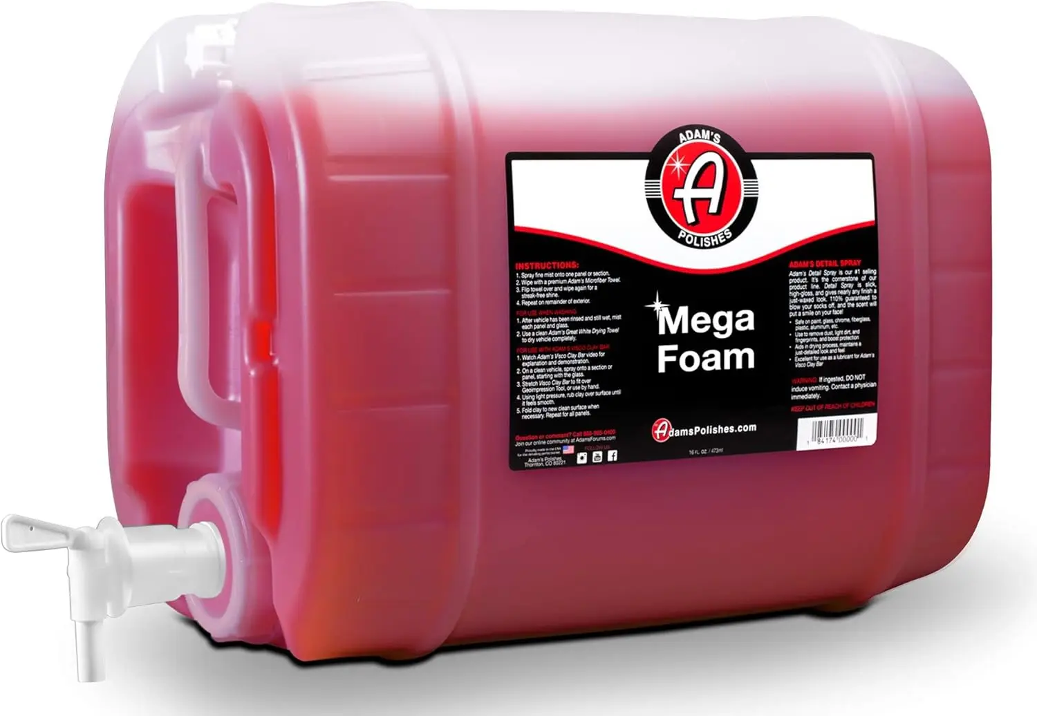 

pH Neutral Car Wash Soap Concentrate (5 Gallon) - Thick Foam for Bucket, Cannon & Gun, Safe on Wax & Coatings
