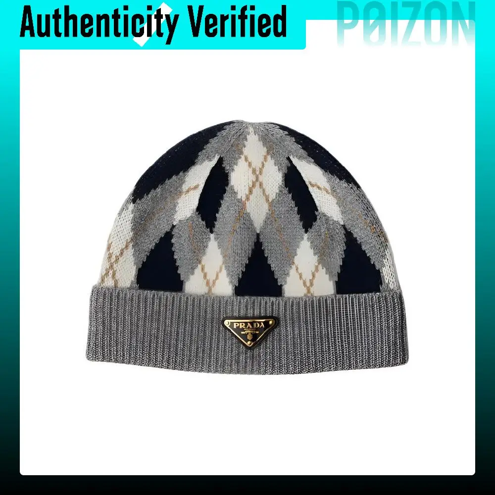 PRADA Cashmere Virgin Wool Beanies Unisex Gray 1HC3902HMGF0031