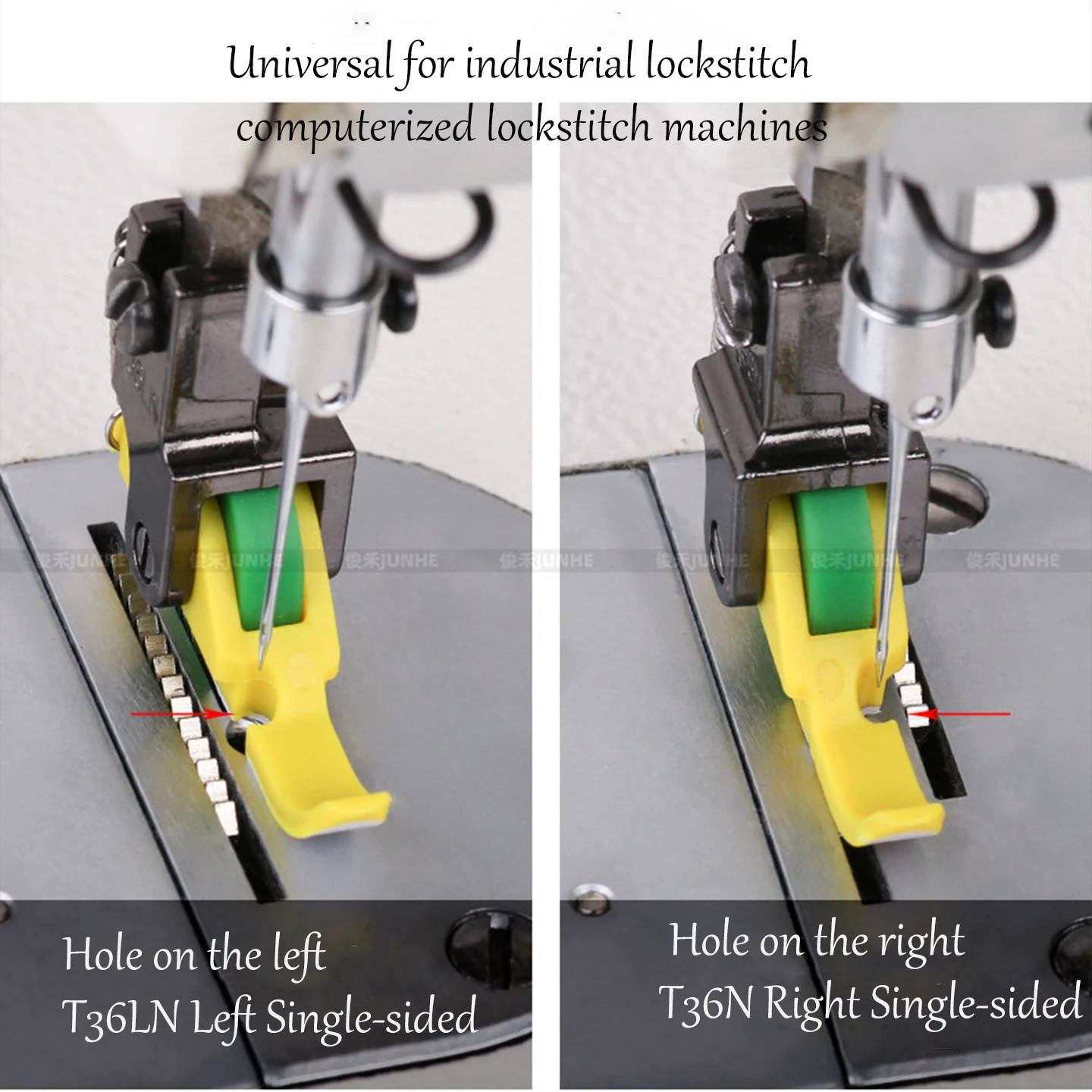 T36LN/T36N Single-Sided Roller Zipper Presser Foot for Industrial Computerized Lockstitch Sewing Machines, Plastic Soleplate