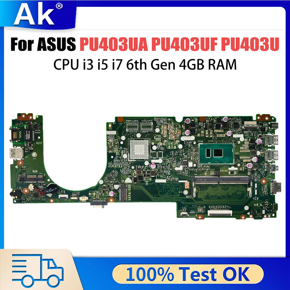 PU403UA Notebook Mainboard For ASUS PRO PU403UF PU403U Laptop Motherboard With CPU i3 6th Gen 4GB RAM