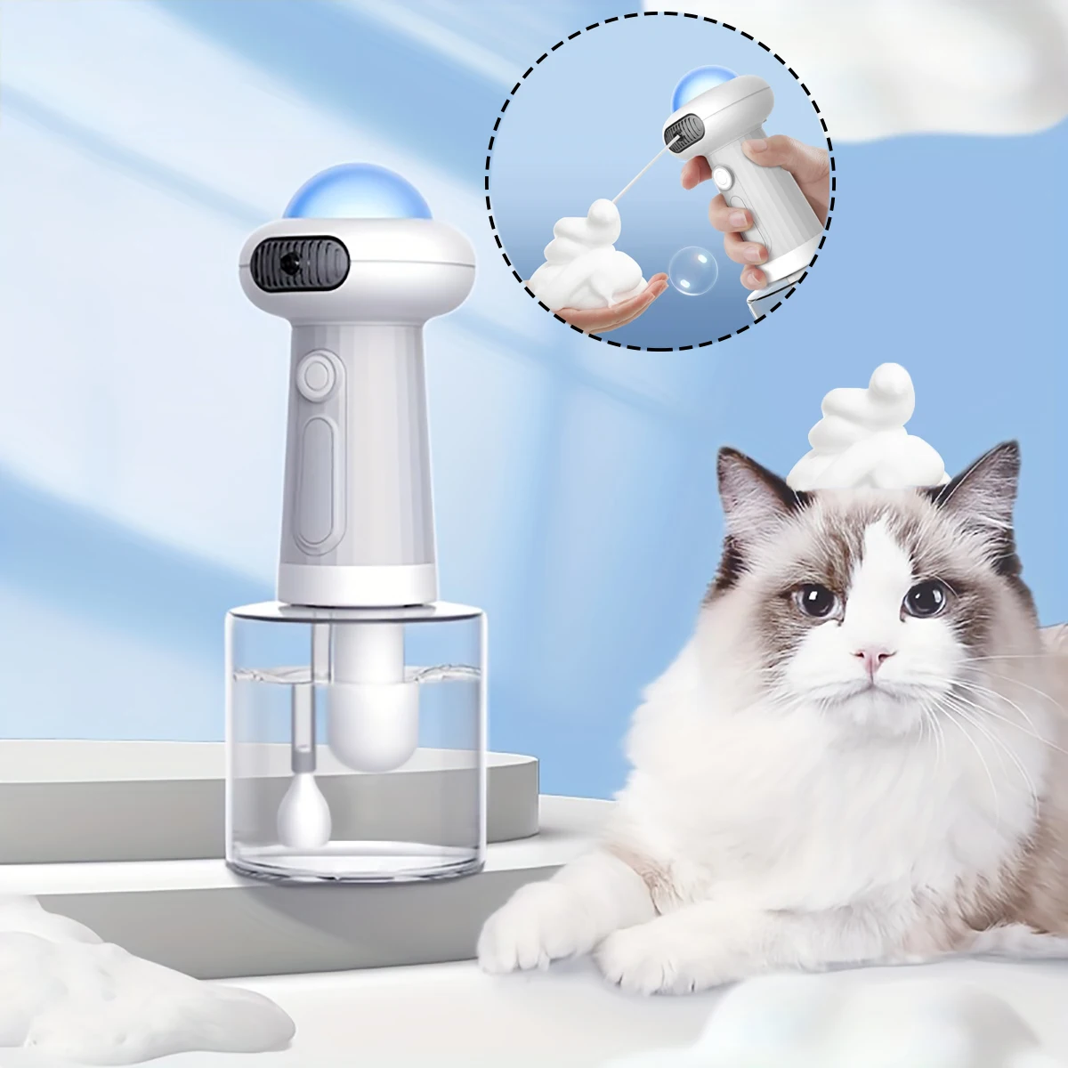 

350ml IPX7 Water Resistant Pet Automatic Shampoo Soap Dispenser Cat And Dog Bath Foam Electric Rechargeable Soap Dispenser