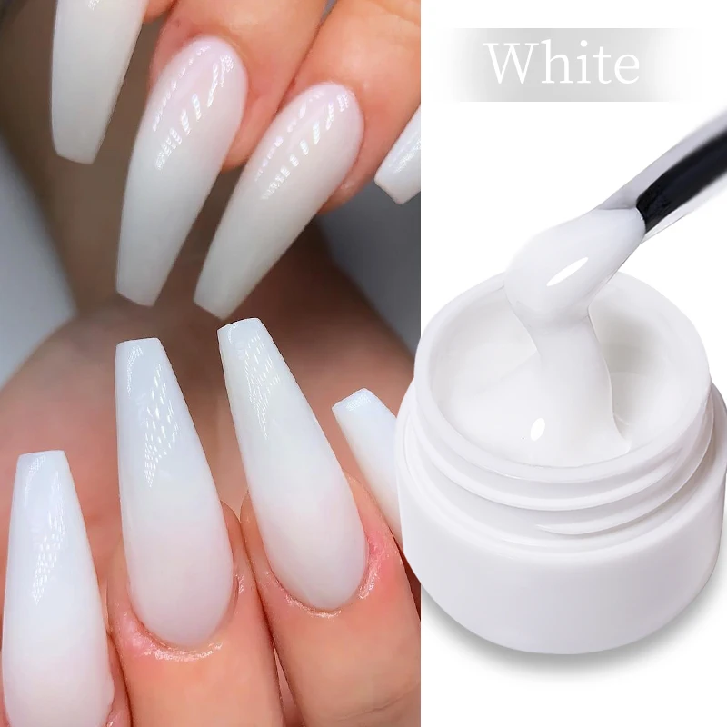 LILYCUTE 8ML Gel per estensione unghie Gelatina Rosa Bianco Trasparente Gel duro Estensione Gel UV per unghie Dito French Nail Art Manicure fai da te