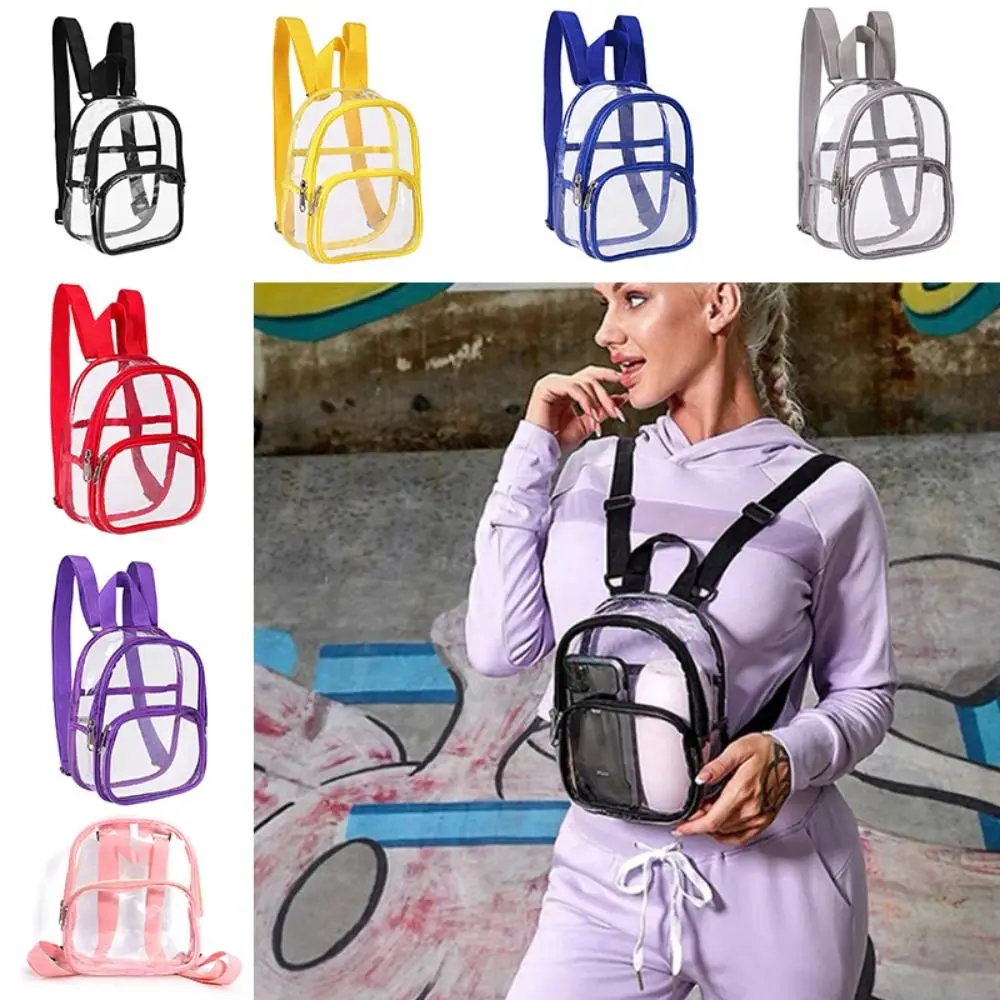 Summer New Fashion Transparent PVC Backpack Women Travel Knapsack Student School Bags Small Handbags Casual Mini Rucksack