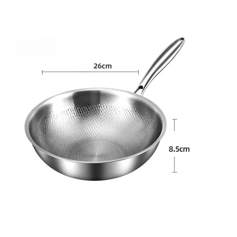 Non Coating Non Stick Pan Fish Scale Hammer Titanium Frying Pan Titanium Alloy Household Flat Bottomed Frying Pan