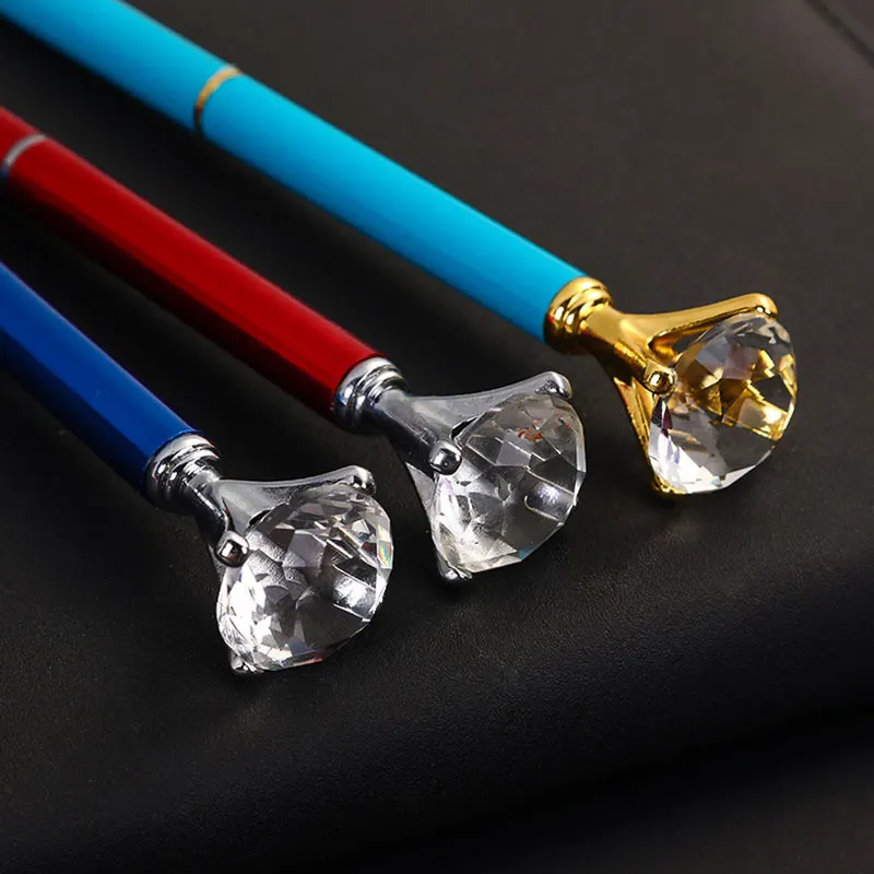 Stylos à bille en cristal rétractables pour femmes, gros diamant, fournitures scolaires et de bureau, dames, collègues, petite amie, 5 pièces