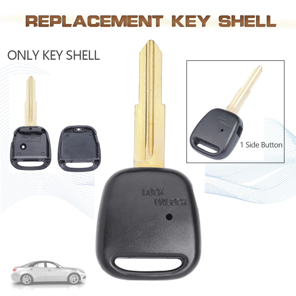 KEYECU 1 pulsante laterale sostituzione chiave a distanza Shell Case Fob per Old Toyota con scanalatura sulla lama sinistra non tagliata