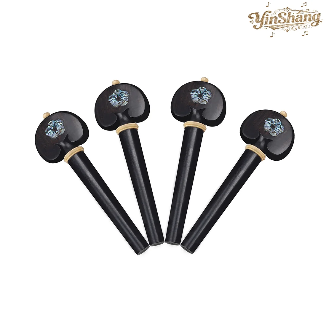 أوتاد ضبط التشيلو بالجملة، خشب الأبنوس مطعمة مع أوتاد ضبط خشب البقس، مهاوي مقبض قذيفة أذن البحر منحوتة يدويًا، بالجملة #2