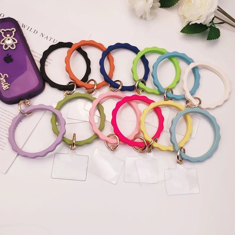 Universal Phone Hand Sling Wrist Silicone Bracelet Circle Pendant Hand Loop Chain Anti Loss Lanyard Keys Mobile Phone Lanyard