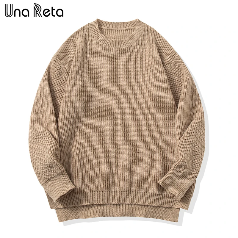 

Una Reta Solid Men's Sweater Autumn Winter Streetwear New Hip Hop Soft Unisex Knitwears Loose Style Pullover Sweaters