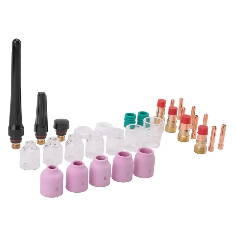 Multifunction 41Pcs/Lot TIG Welding Torch Nozzle Ring Cover Gas Lens Glass Cup Kit For WP17/18/26 Welding Accessories Tool Kit S