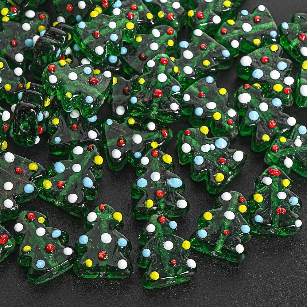 

5 шт./лот, бусины для рождественской елки, стеклянные бусины лэмпворк для изготовления ювелирных изделий, серьги, браслеты, украшения, аксессуары 18x14 мм