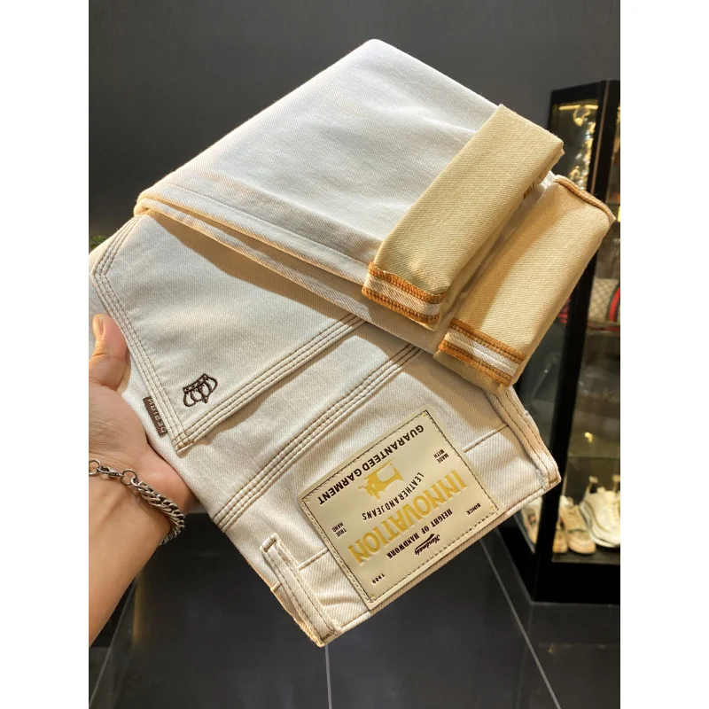 

повседневные мужские джинсы осенью 2023 года, новая легкая роскошная трендовая мужская одежда, маленькие длинные брюки прямого кроя